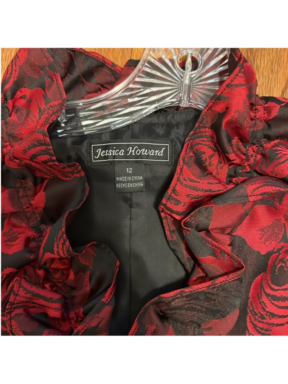 Jessica Howard Red and Black Floral Fit-and-Flare Midi Dress - Picture 4 of 8
